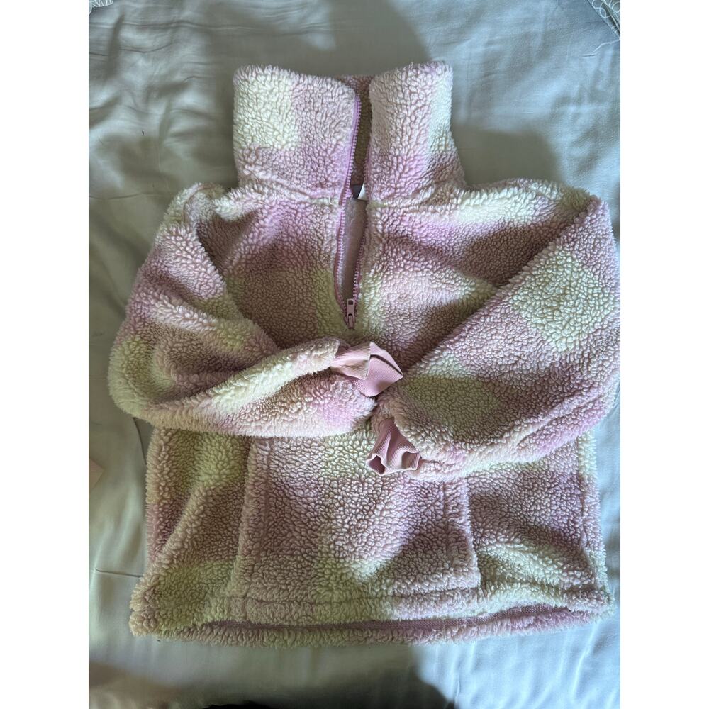 Tea collection fleece pink white plaid fleece size 6
